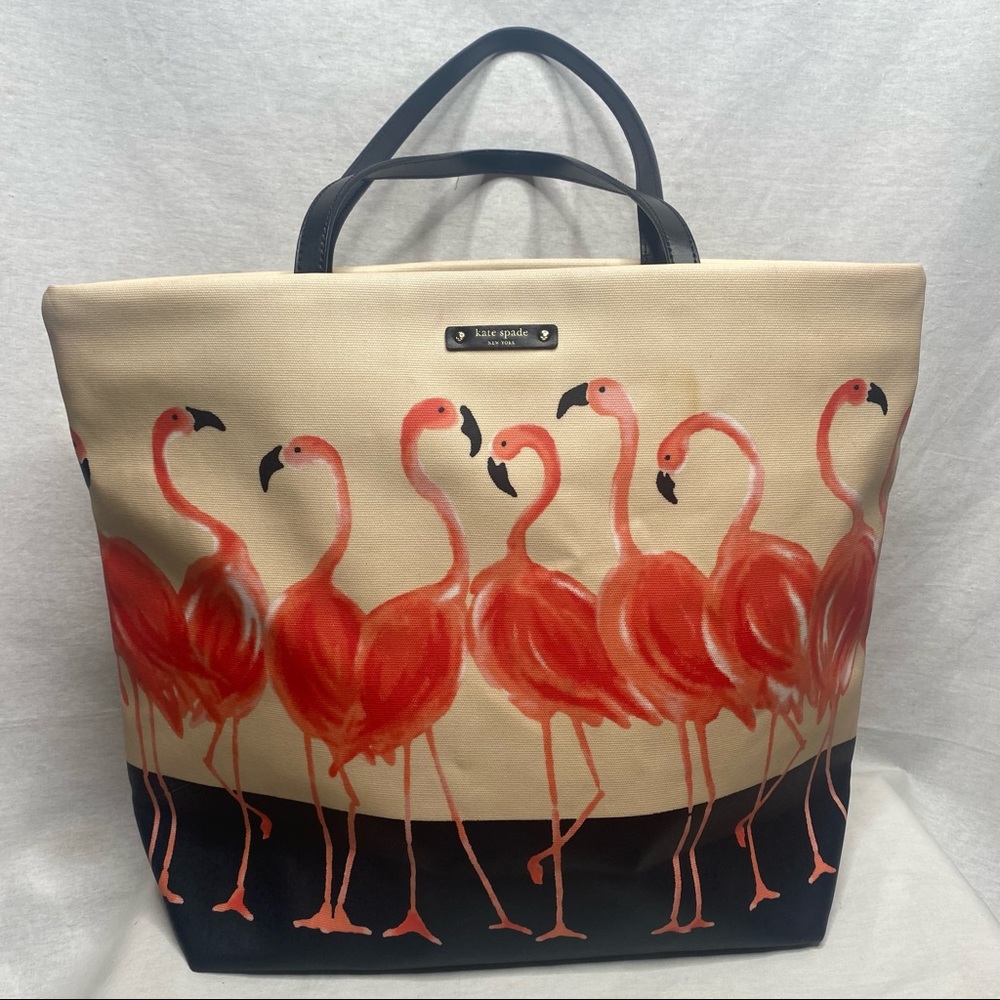 🦩 Kate Spade Flamingo tote bag Walk On The Wild Side pink birds purse